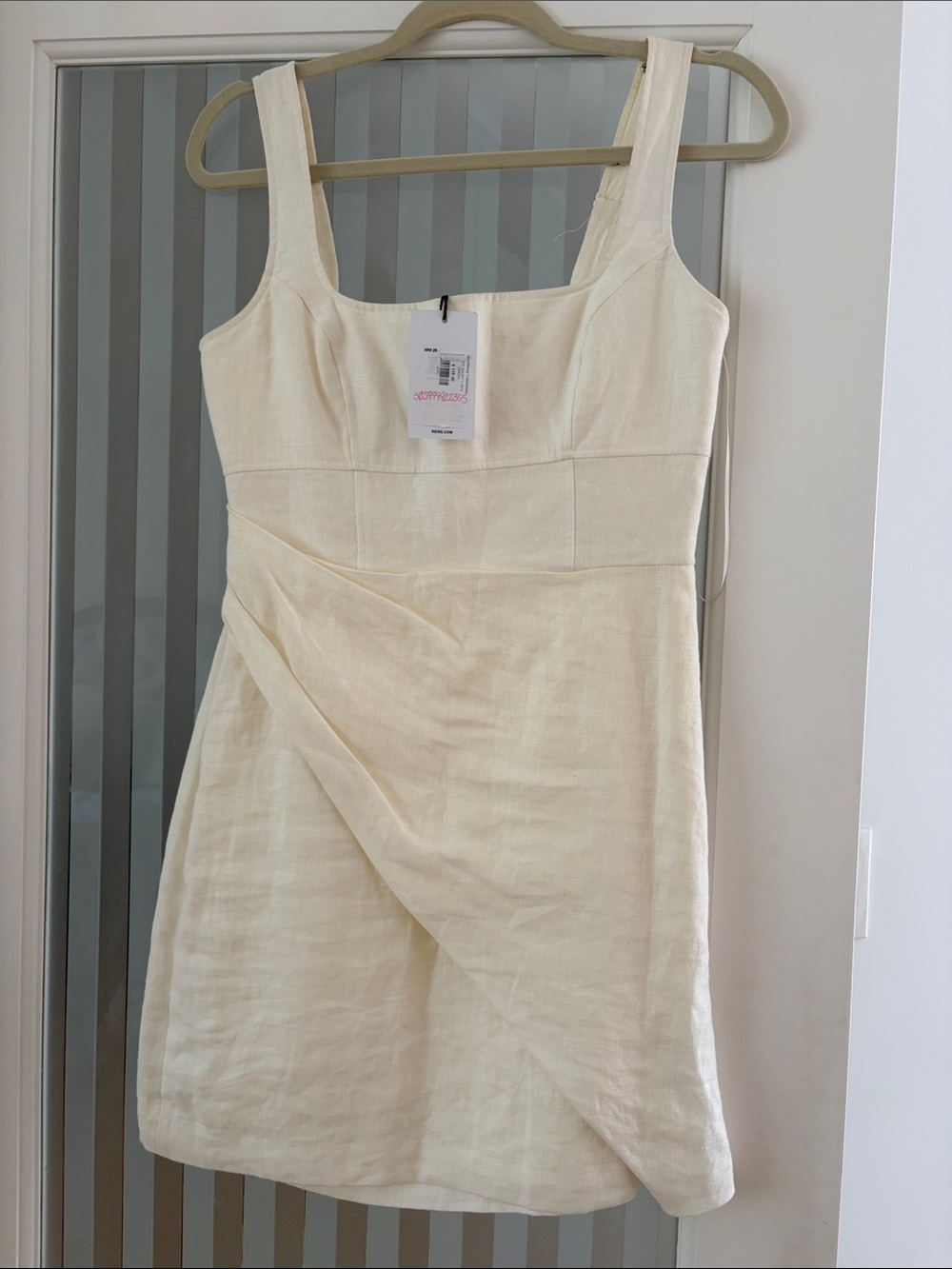 Reiss Cream Sleeveless Linen-Blend Mini Dress